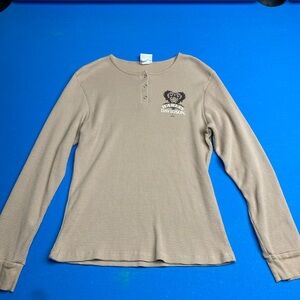 Harley-Davidson Beige Waffle Knit Vintage Women Size XL Long Sleeve Shirt